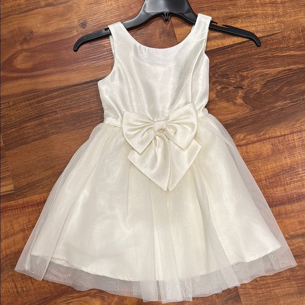 Zunie Cream Formal Kids Dress with Bow